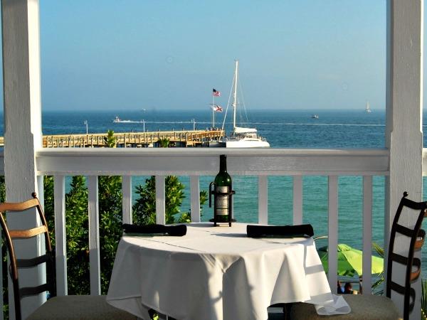 water view from one of the tables at Louies Backyard restaurant in Key West