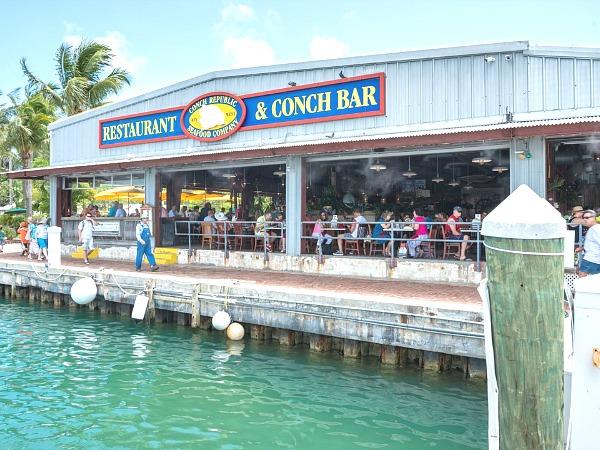 Waterfront dining at Conch Republic Seafood in Key West, FL