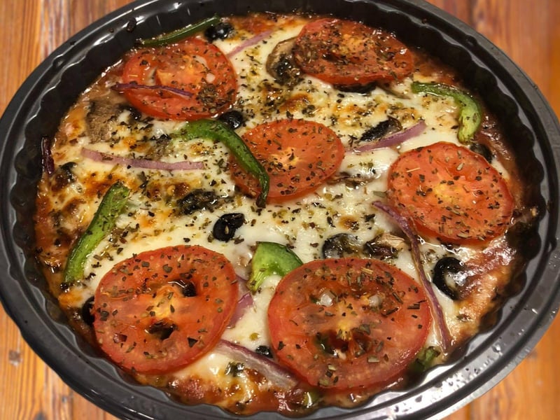 A crustless pizza from Merlins in Destin, Florida