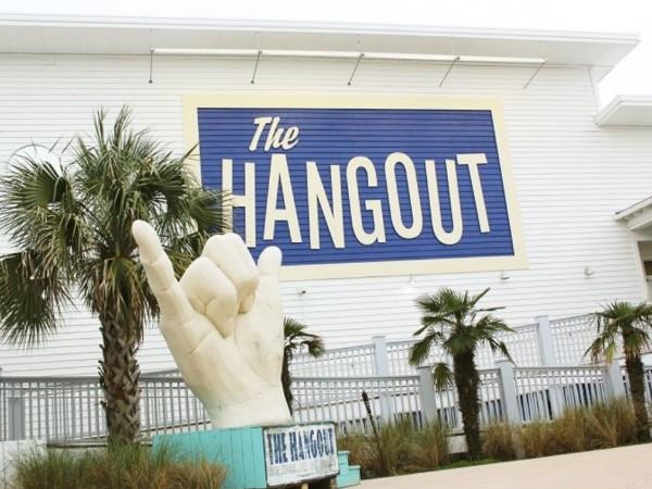 The Hangouts Front Porch in Gulf Shores with Hand Symbols