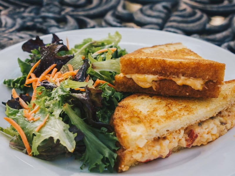 A grilled pimento cheese from Dewey Destins Harborside Restaurant