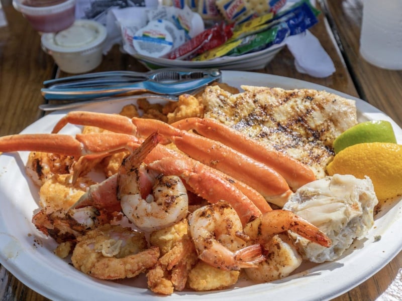 A fresh seafood platter at The Whales Tail