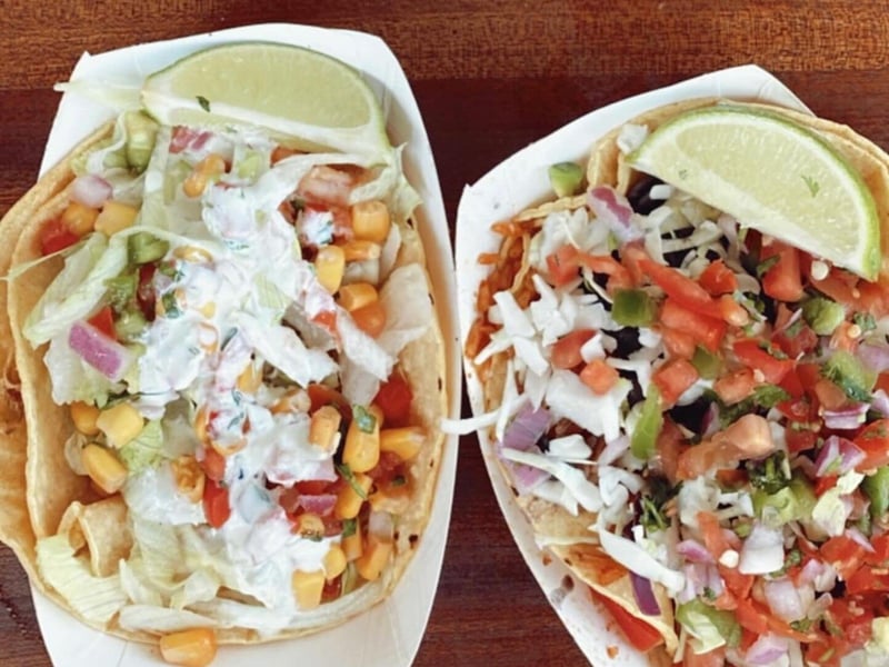 Two tacos from Bud  Alleys Taco Bar