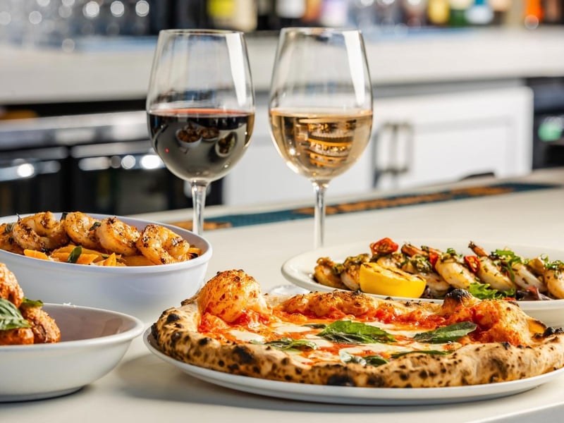 Woodfired pizza and wine from Bud  Alleys Pizza Bar and Trattoria