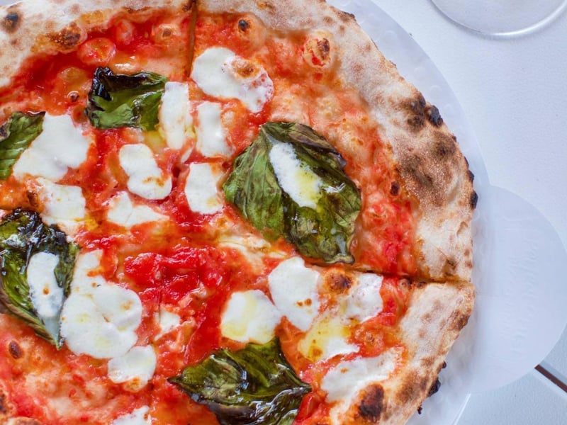 A Margherita pizza from Bud  Alleys in Seaside, Florida
