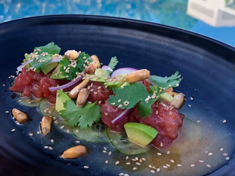 Yellowfin tuna tartare with a miso vinaigrette
