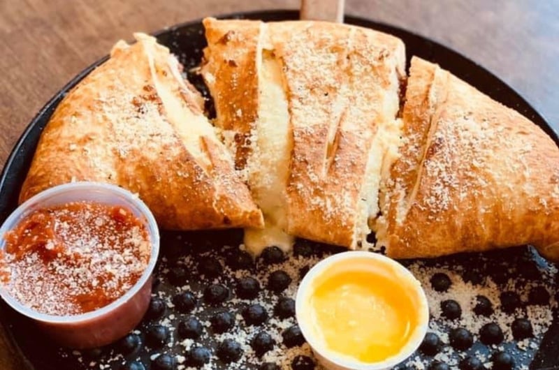 A calzone from Brunos Pizza in Watersound Beach, Florida