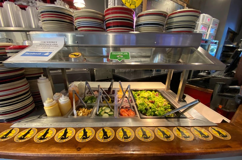 The salad bar are Brunos Pizza in Watersound Beach, Florida