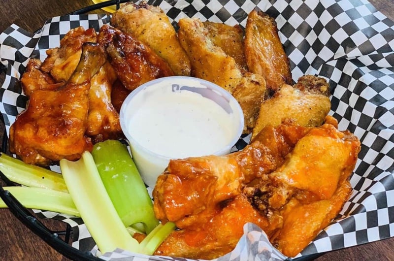 A wing basket from Brunos Pizza