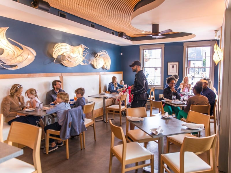 Indoor dining at Edwards in Rosemary Beach, Florida