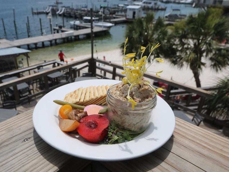 The smoked tuna dip with crackers and vegetables