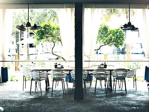 Outdoor dining upstairs at Fishers In Orange Beach, AL