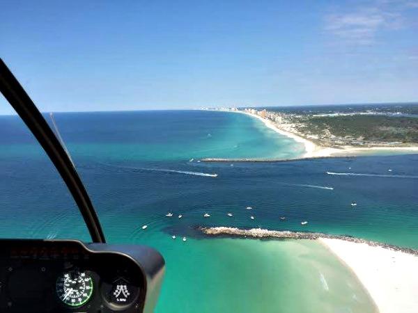 View of the Gulf and Panama City Beach from the cockpit of one of Panhandles helicopters