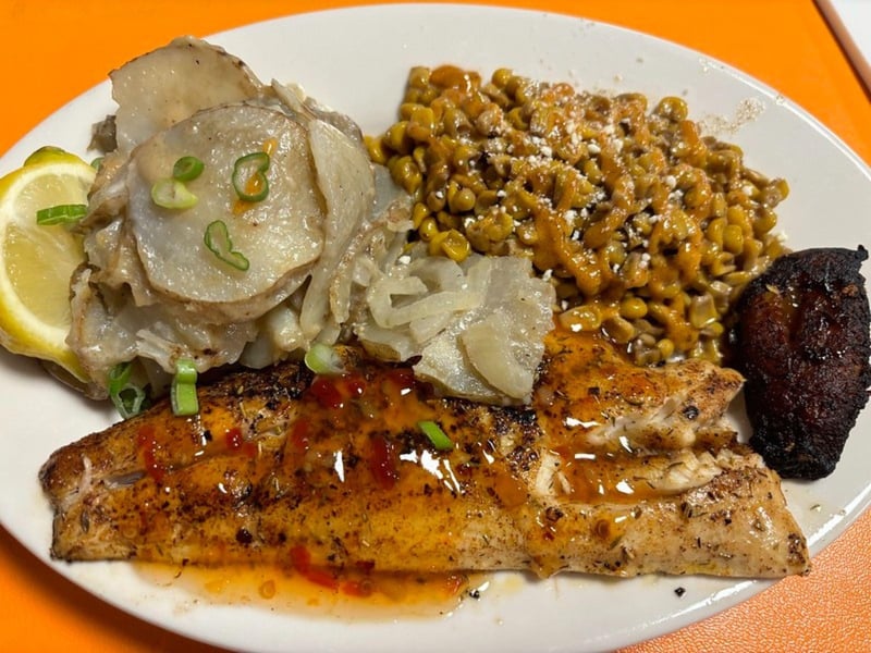 Fresh snapper with fried street corn