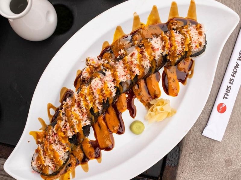 A sushi roll from AJs Grayton Beach in Santa Rosa Beach, Florida