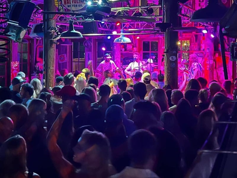 A band on the stage at AJs Grayton Beach in Santa Rosa Beach, Florida