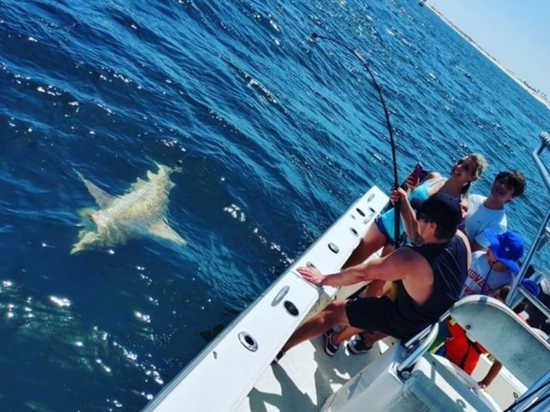 A group fishing for shark on Next Generation in Pensacola Beach, Florida