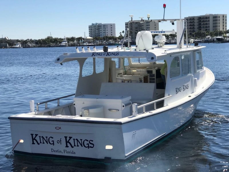 King of Kings Charter boat on the water in Destin, Florida
