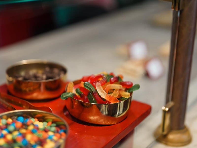 Candy yogurt toppings at Dawsons Yogurt  Fudgeworks in Santa Rosa Beach, Florida