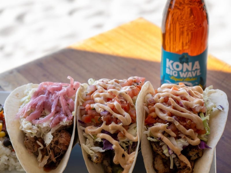 Shrimp, fish and pork tacos