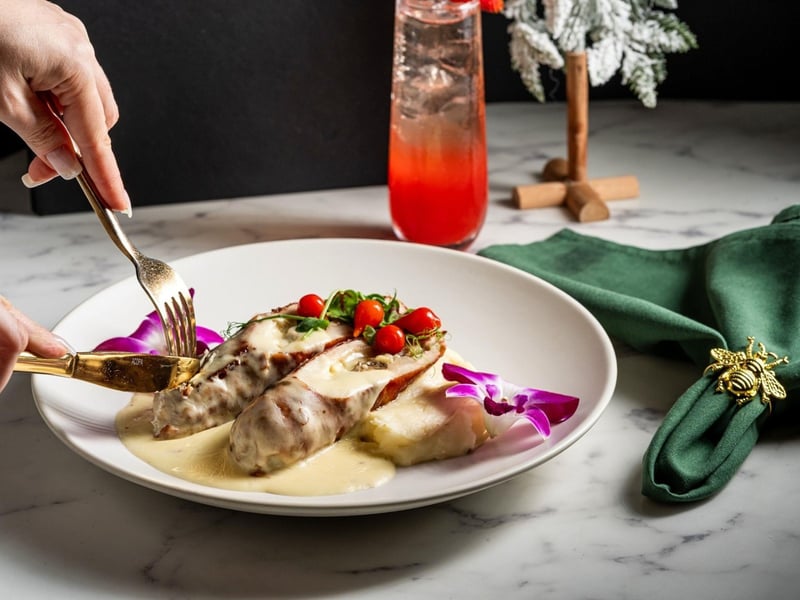 Prossciutto wrapped stuffed chicken