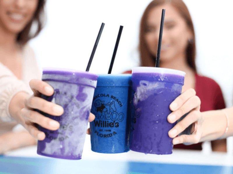Frozen cocktails from Bamboo Willies Beachside Bar
