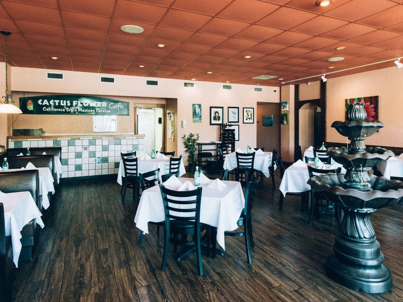 Indoor dining at Cactus Flower Cafe in Pensacola Beach, Florida