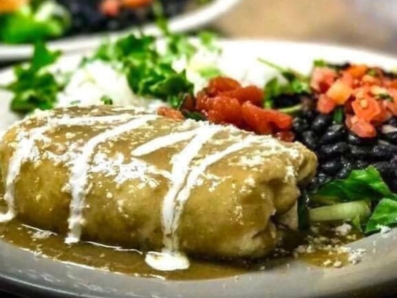 A burrito from Cactus Flower Cafe in Pensacola Beach, Florida