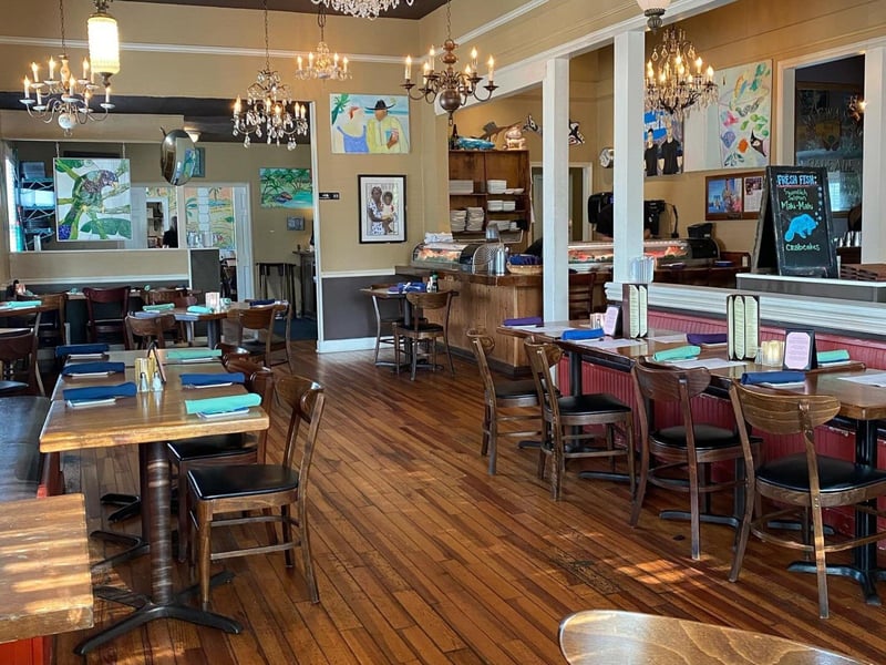 The dining room at Dharma Blue in Pensacola, Florida