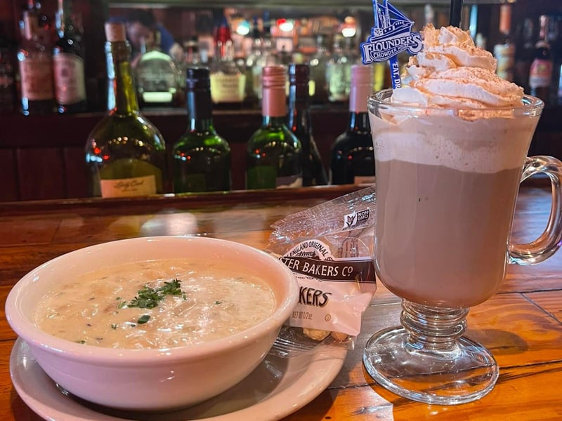 A bowl of delicious chowder from Flounders Chowder House