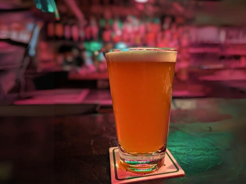 A beer on the bar at McGuires Irish Pub