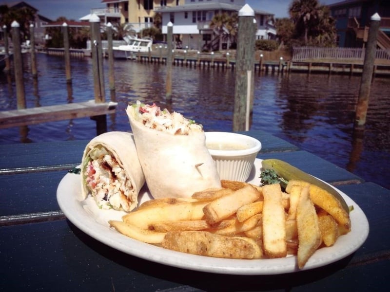 A wrap with fries at Peg Leg Petes in Pensacola Beach, Florida