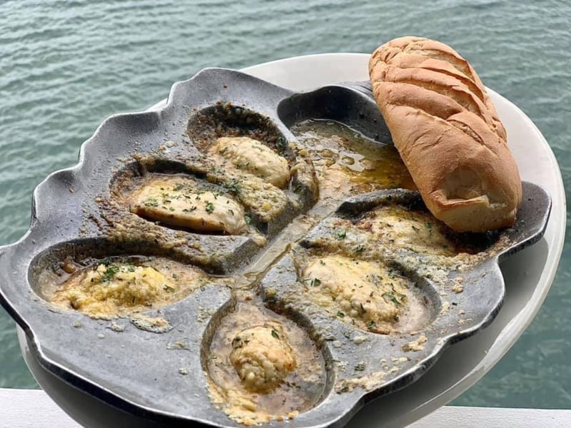 Charbroiled oysters from Perdido Key Oyster Bar  Marina