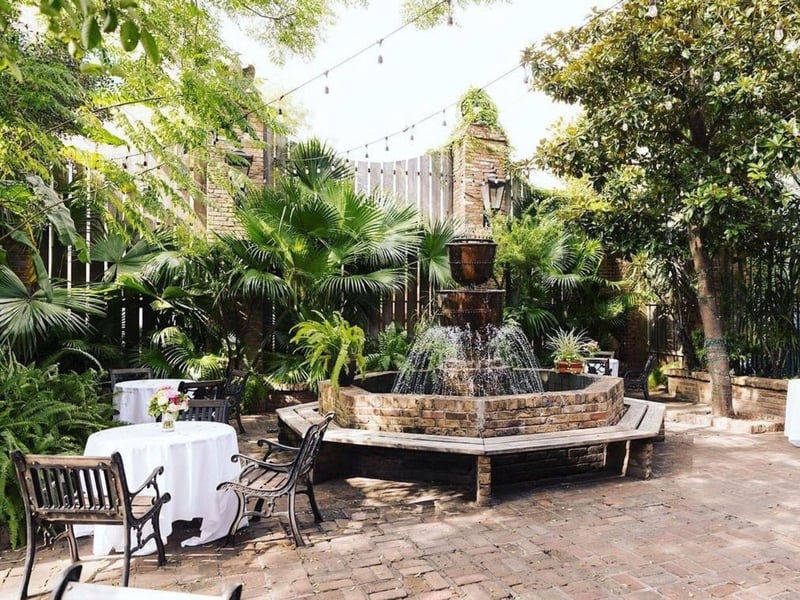 The dining courtyard at Seville Quarter in Pensacola, Florida