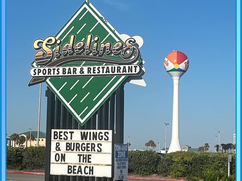 The sign for Sidelines Sports Bar and Restaurant in Pensacola Beach, Florida