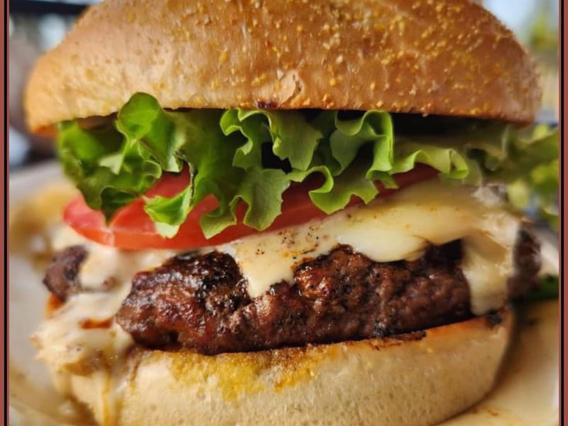 A burger from Sidelines in Pensacola Beach, Florida