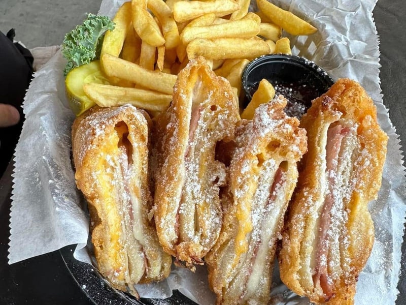 A special with fries from Sidelines in Pensacola Beach, Florida