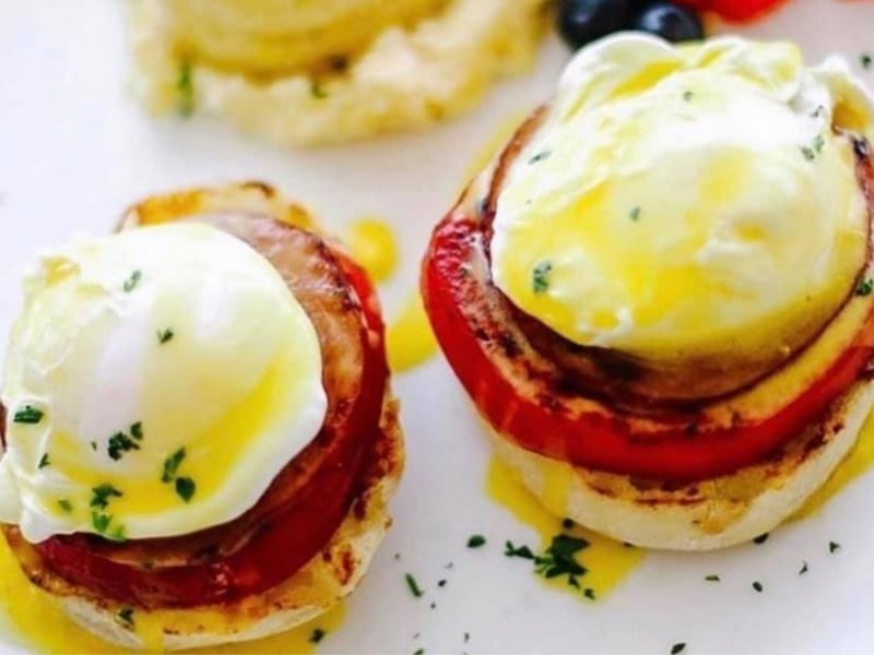 The Eggs Benedict at Sunday brunch from the Fish House