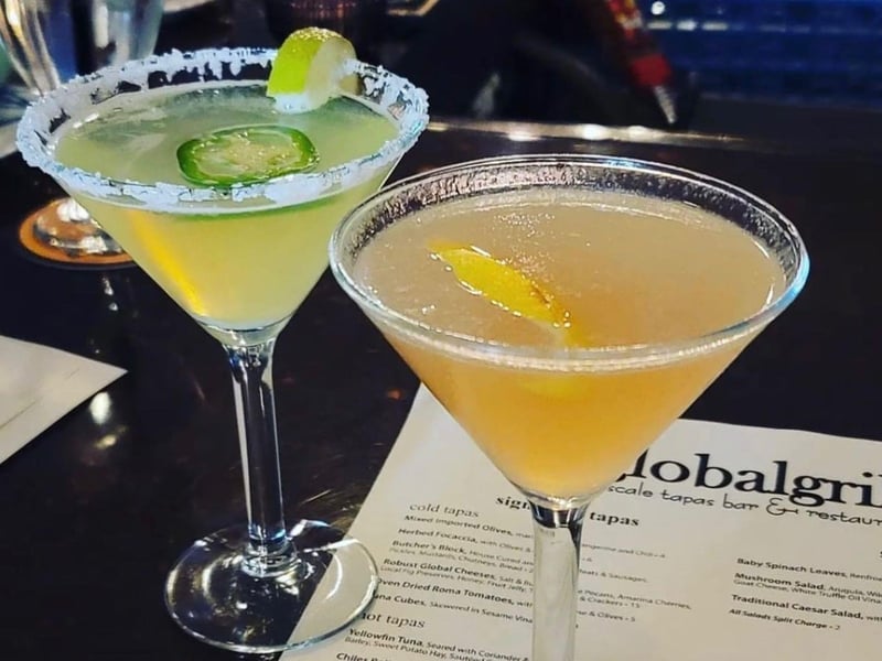Two cocktails from The Global Grill in Pensacola, Florida
