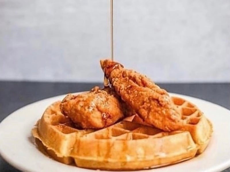 Chicken and Waffles at the Sunday Jazz Brunch in Pensacola, Florida