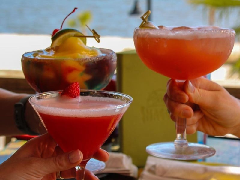 Three cocktails from Shaggys in Pensacola Beach, Florida