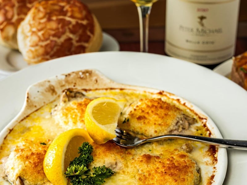 The Parmesean Baked Oysters at Captain Andersons Restaurant