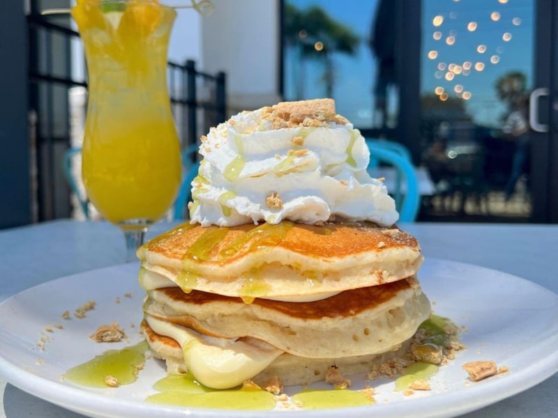 Pancakes and a cocktail at Another Broken Egg Cafe in Panama City Beach, Florida