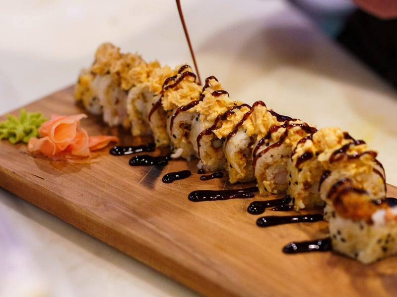 A sushi roll from Bayou Bills Crab House in Panama City Beach, Florida