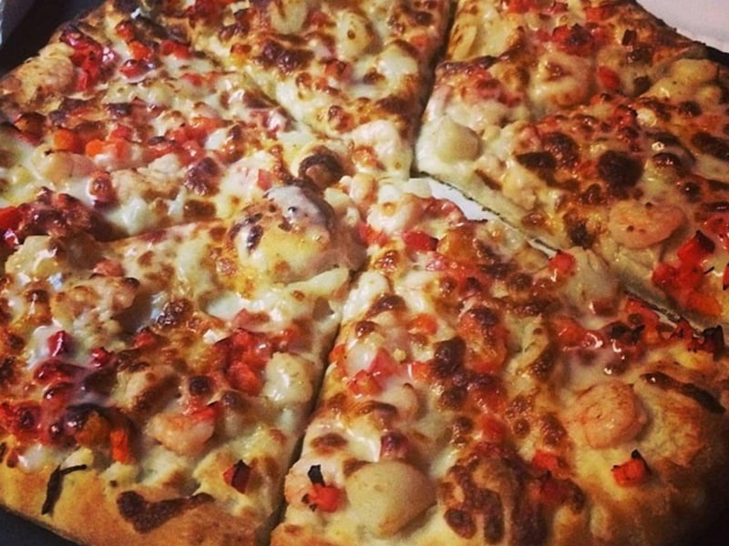 The Seafood Pizza at Coconuts Restaurant
