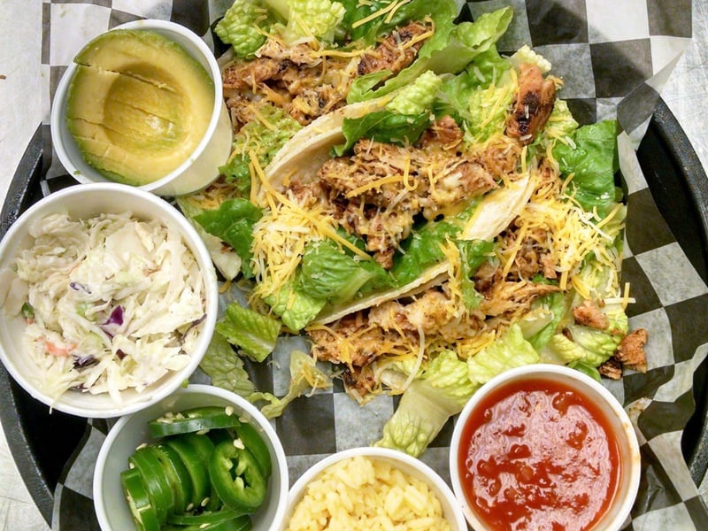 A taco platter at Coconuts Restaurant