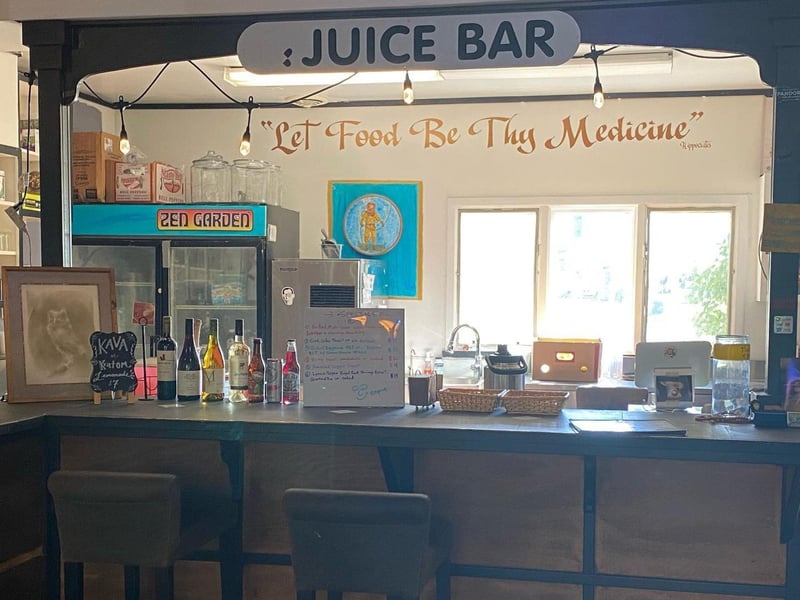 The juice and smoothie bar at Lotus Cafe and Juice Bar in Panama City Beach, Florida