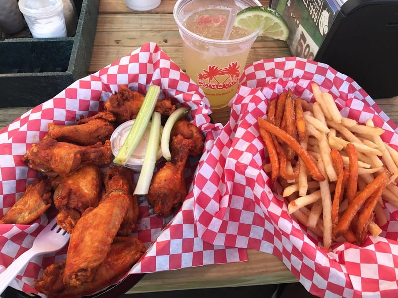 Wings and french fries at Patches Pub  Grill
