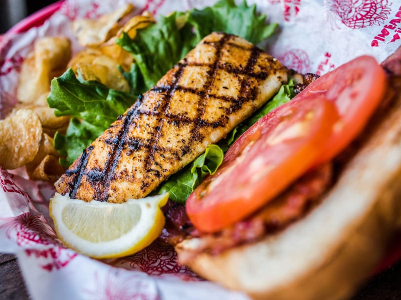 A grilled fish sandwich at Pineapple Willy