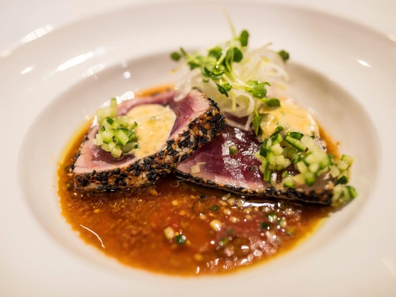 An Ahi Tuna dish from Saltwater Grill in Panama City Beach, Florida